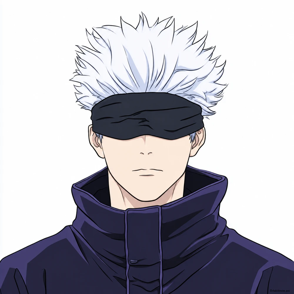 Satoru Gojo after AI-assisted coloring, same drawing and composition