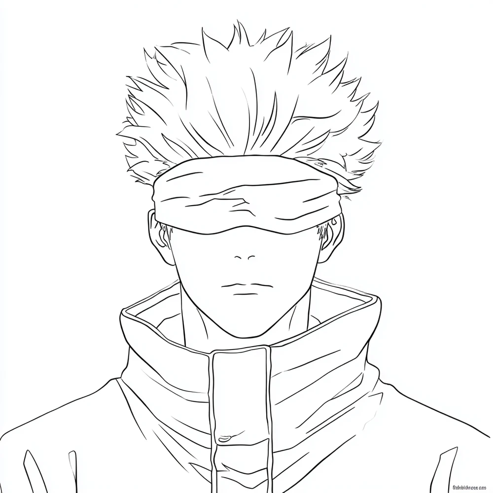 Black-and-white drawing of Satoru Gojo before coloring