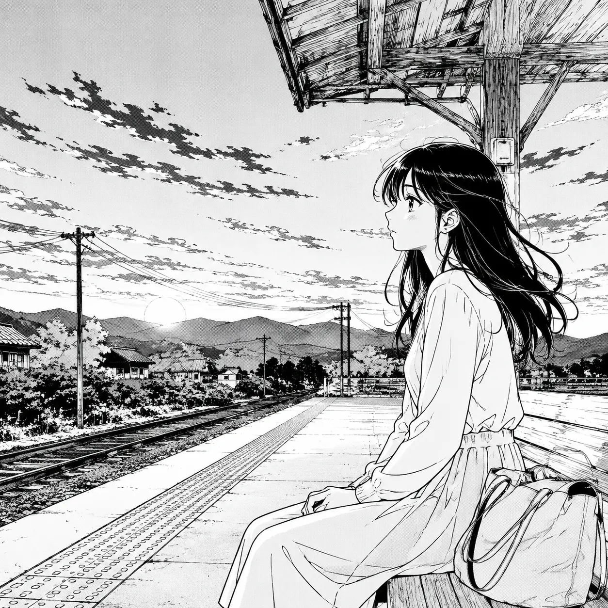 Black-and-white drawing of line art colorizer before coloring